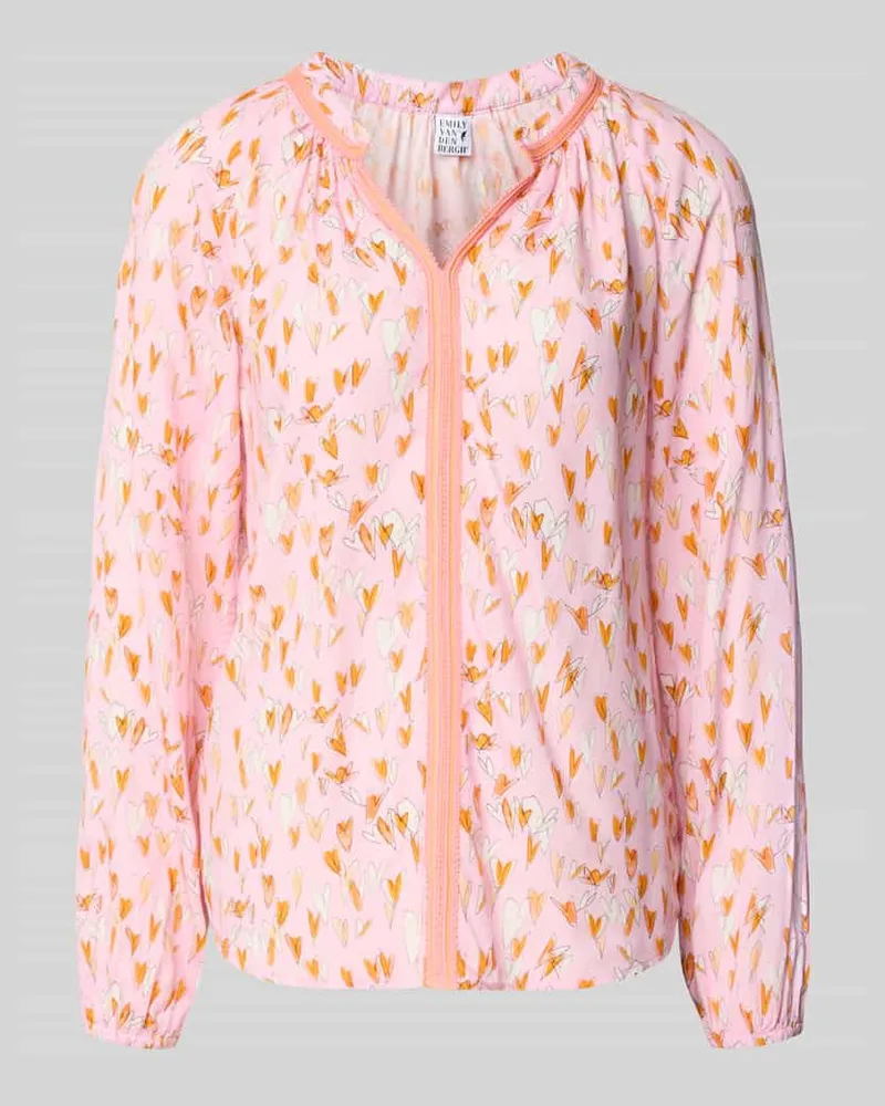 Emily van den Bergh Regular Fit Bluse aus Viskose mit V-Ausschnitt Rosa