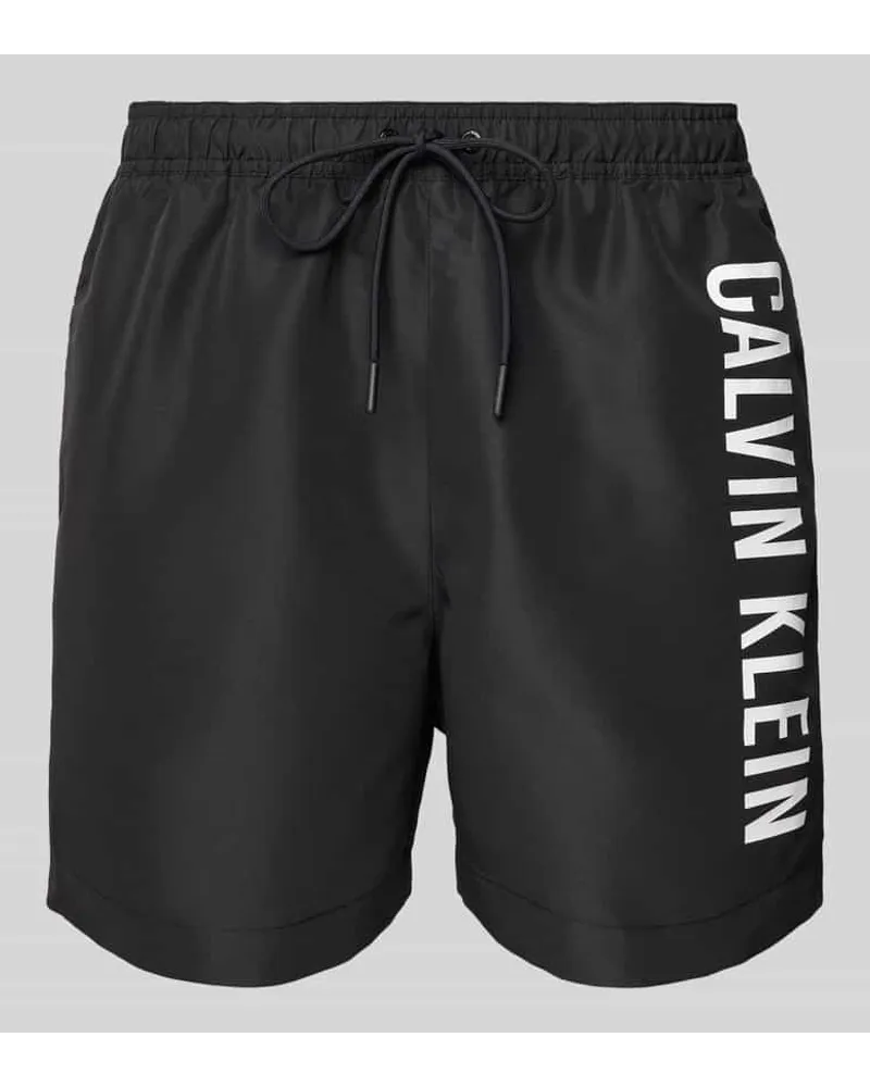 Calvin Klein Badehose mit Label-Print Black