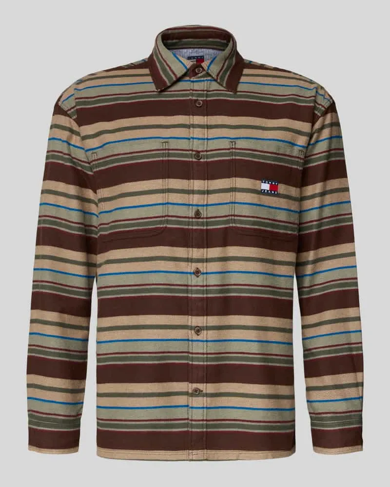 Tommy Hilfiger Oversized Freizeithemd aus reiner Baumwolle Mittelbraun