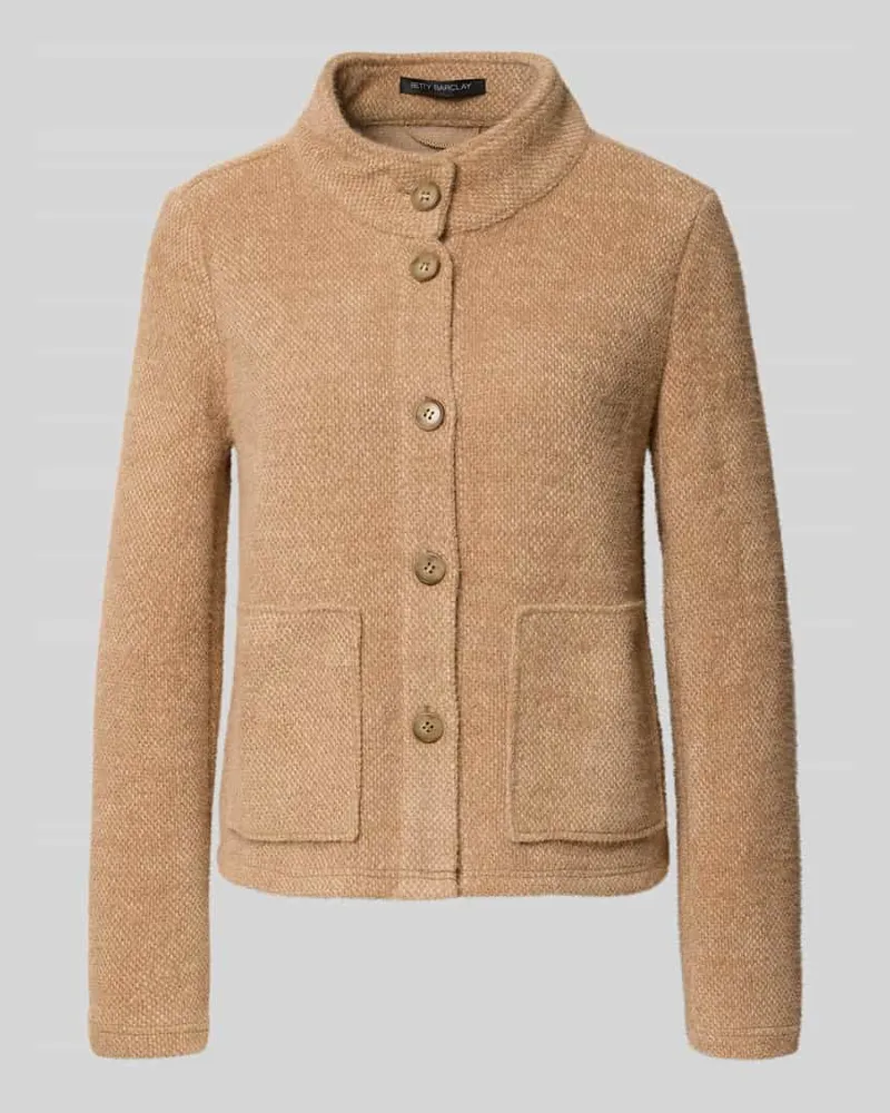 Betty Barclay Strickjacke mit Stehkragen und aufgesetzten Taschen Camel