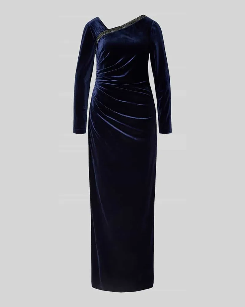 Adrianna Papell Abendkleid mit Ziersteinbesatz und Raffungen Dunkelblau