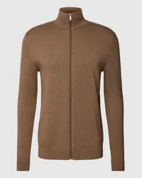 Selected Homme Strickjacke mit Stehkragen Modell 'BERG Sand