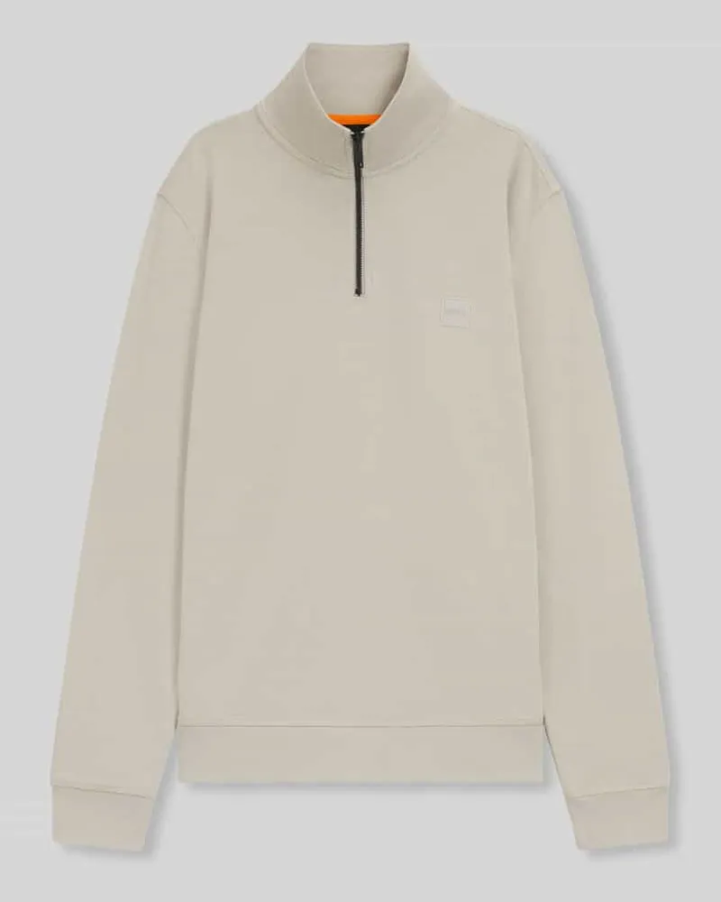 HUGO BOSS Regular Fit Sweatshirt aus reiner Baumwolle Beige