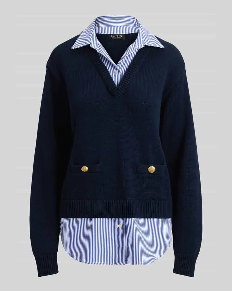 Ralph Lauren Pullover mit Zierknöpfen am Saum Marine