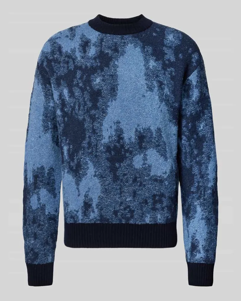 HUGO BOSS Loose Fit Strickpullover mit Woll-Anteil Modell 'KRADAR Marine