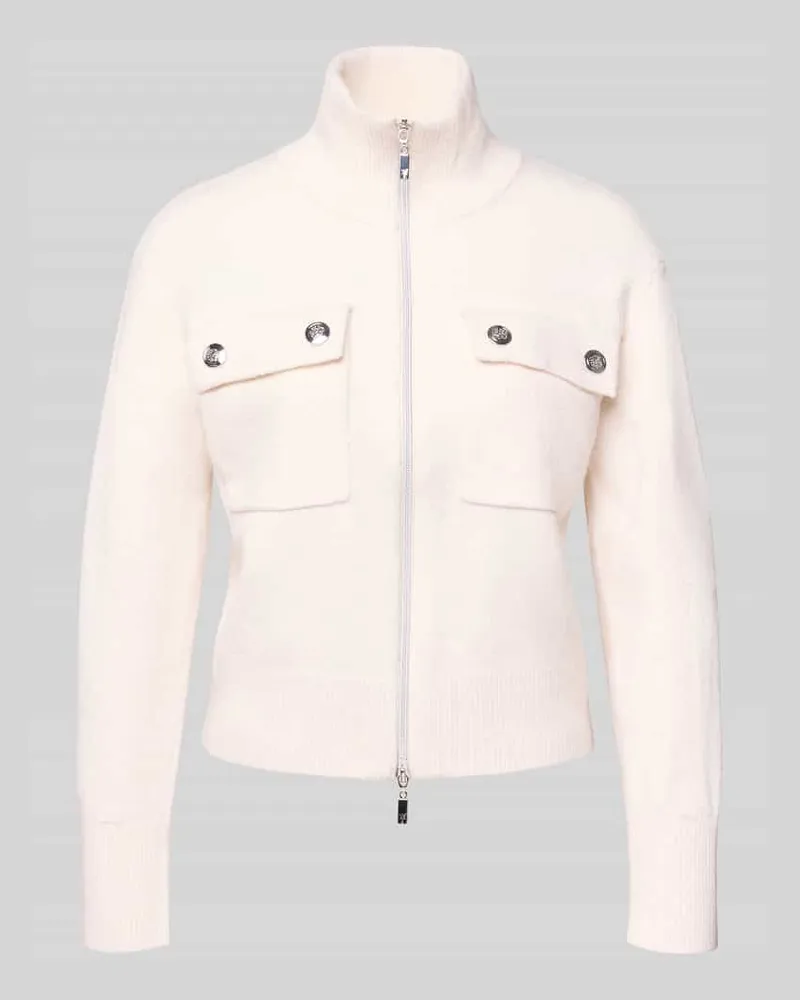 monari Strickjacke mit Zweiwege-Reißverschluss und Brusttaschen Ecru