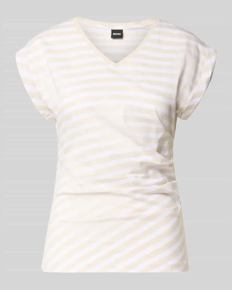 HUGO BOSS Slim Fit T-Shirt aus reiner Baumwolle Modell 'EVKA Beige