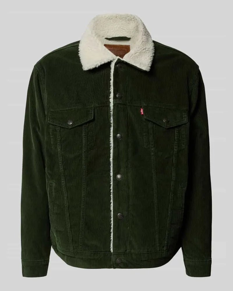 Levi's Relaxed Fit Jacke aus Cord mit Brusttaschen Dunkelgruen