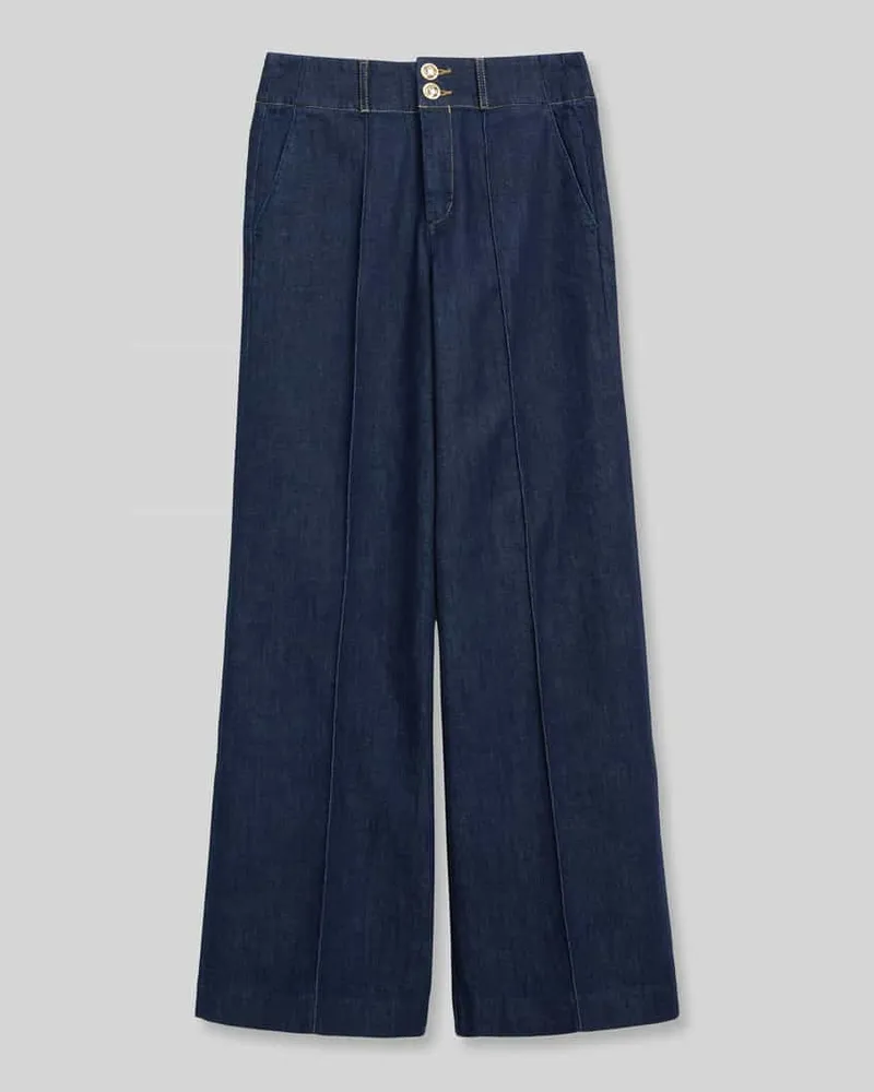 S.Oliver Regular Fit Marlenehose aus Baumwoll-Mix Dunkelblau