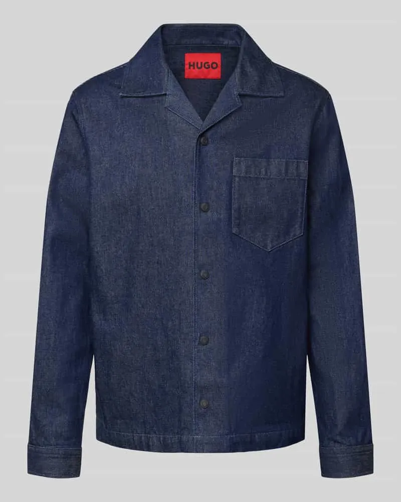 HUGO BOSS Regular Fit Hemdjacke mit Brusttasche Modell 'Edelo Jeansblau