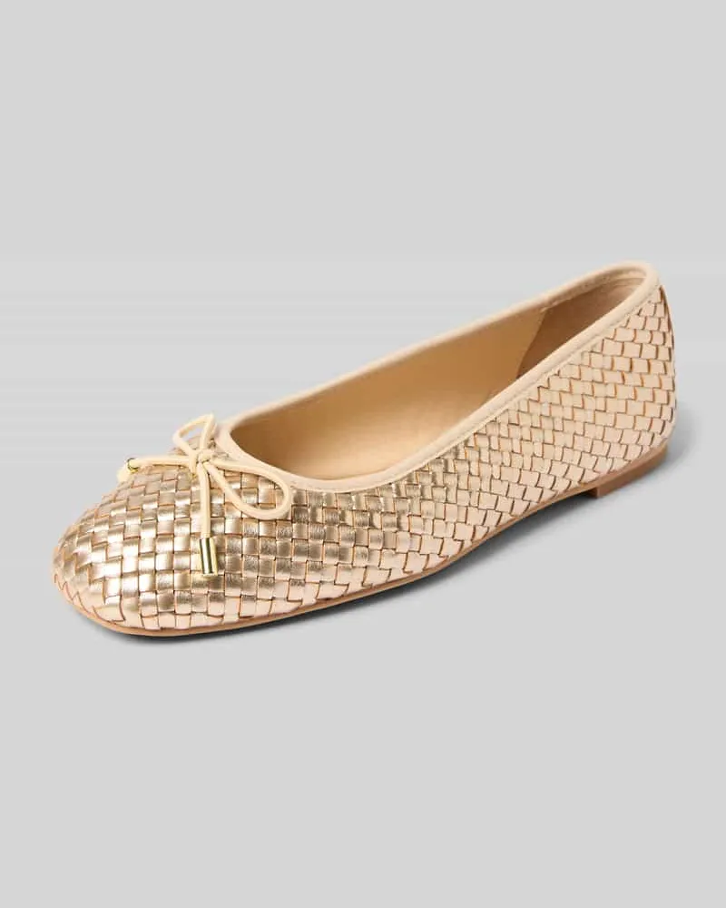 Inuovo Ballerinas aus Leder mit Schleifendetail Gold