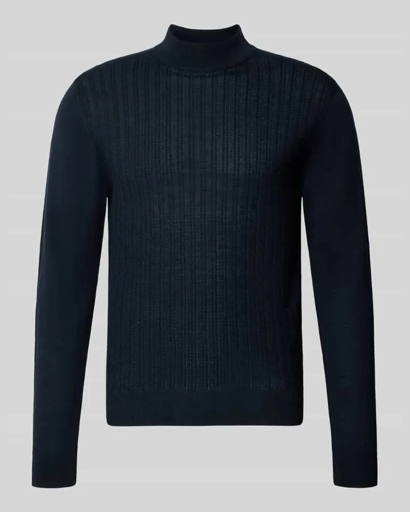Manuel Ritz Pullover aus Wolle mit Strukturstrick Marine