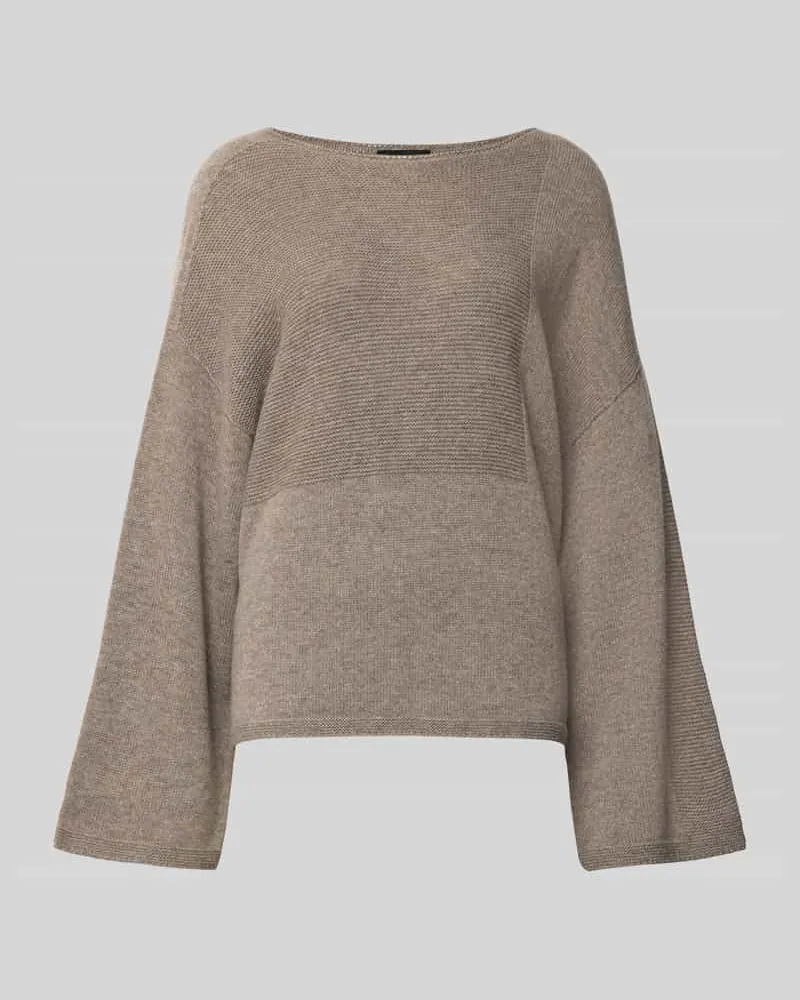 Emporio Armani Oversized Pullover aus reiner Baumwolle in Strick-Optik Taupe