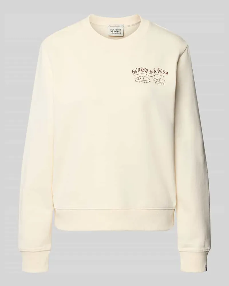 Scotch&Soda Sweatshirt mit Label-Print und Rundhalsausschnitt Beige