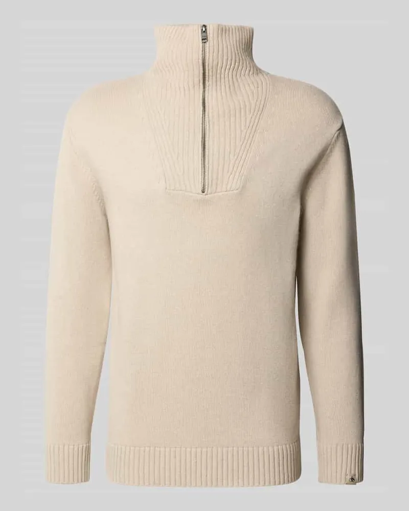 Scotch&Soda Regular Fit Strickpullover mit Troyer-Kragen Beige