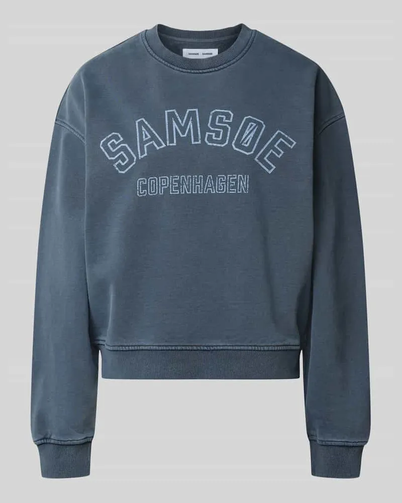 Samsøe & Samsøe Sweatshirt mit Label-Print Modell 'SAVAN Rauchblau