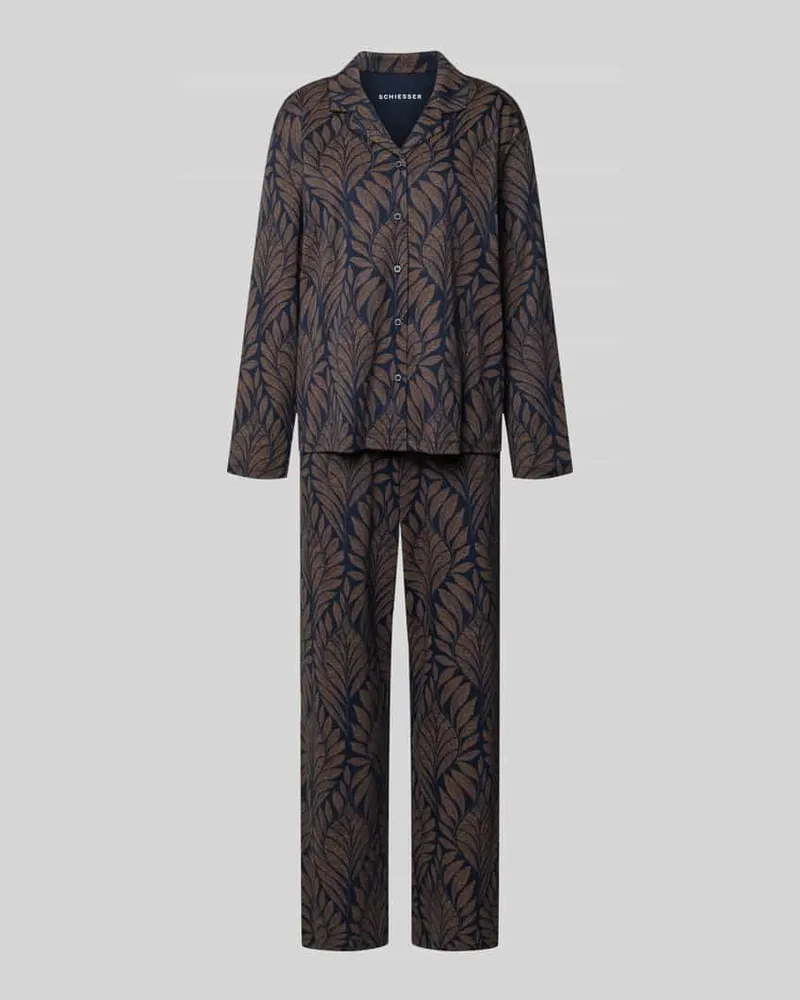 Schiesser Pyjama aus reiner Baumwolle Dunkelblau