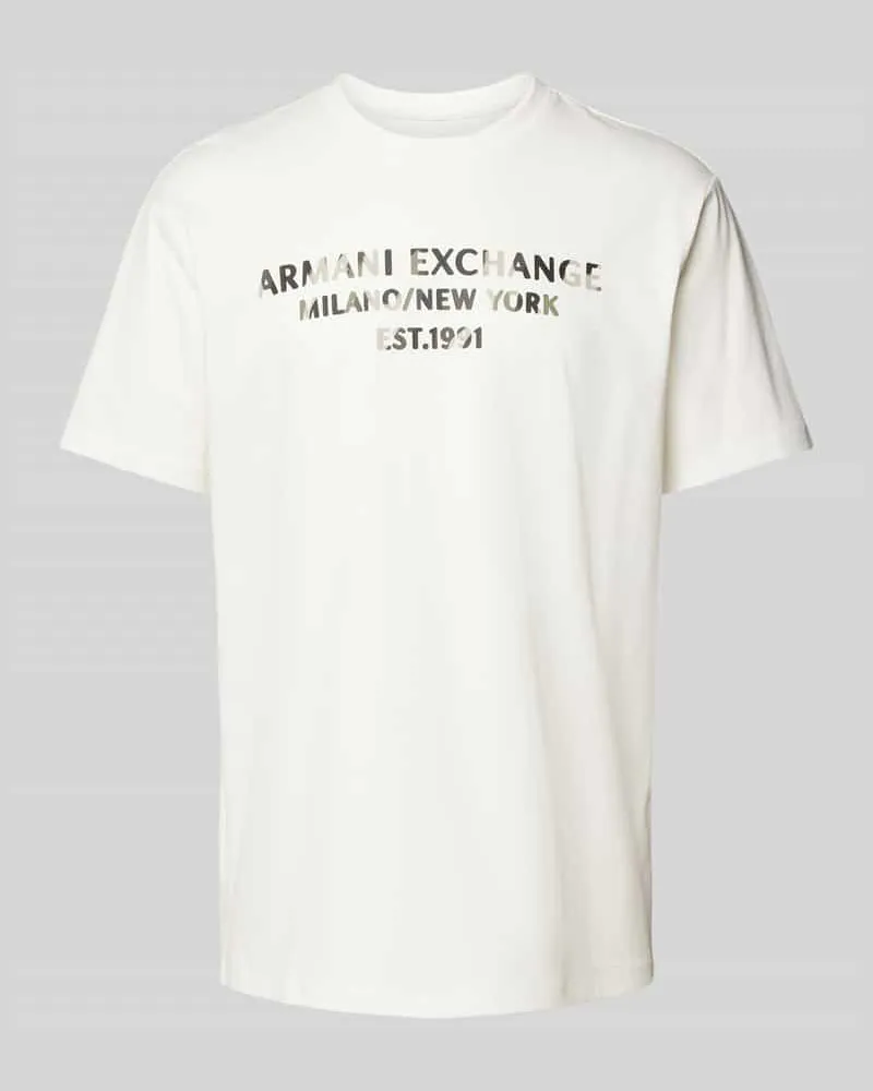 Armani Exchange T-Shirt mit Label-Print Weiss