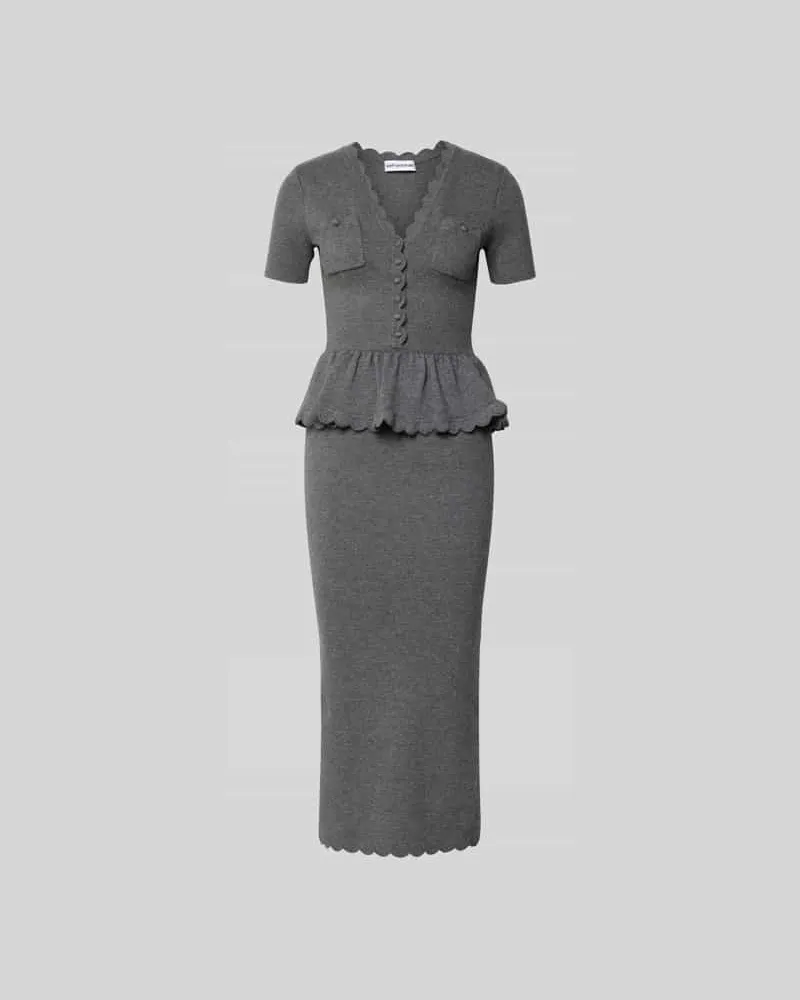 Self-Portrait Slim Fit Midikleid mit Woll-Anteil Mittelgrau