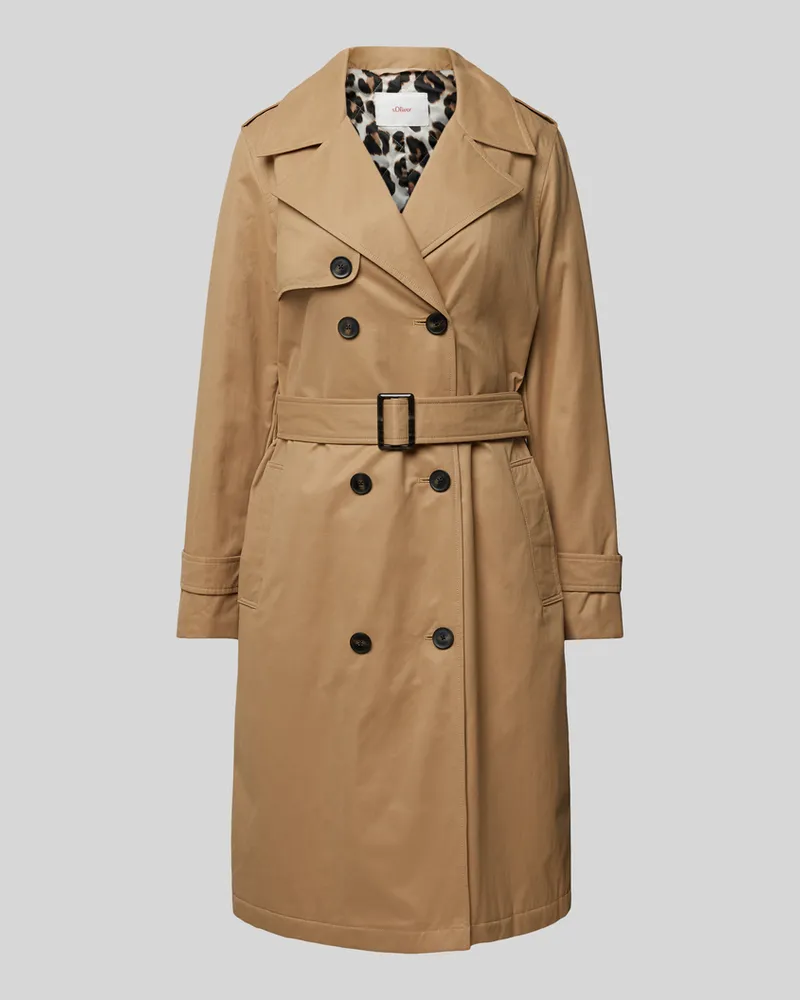 S.Oliver Taillierter Trenchcoat mit Baumwolle und Stepp-Futter Camel