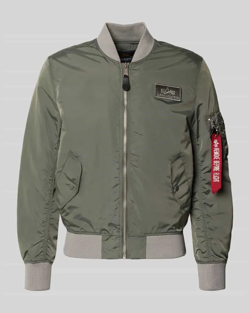 Alpha Industries Regular Fit Bomberjacke mit Logo-Patch Oliv