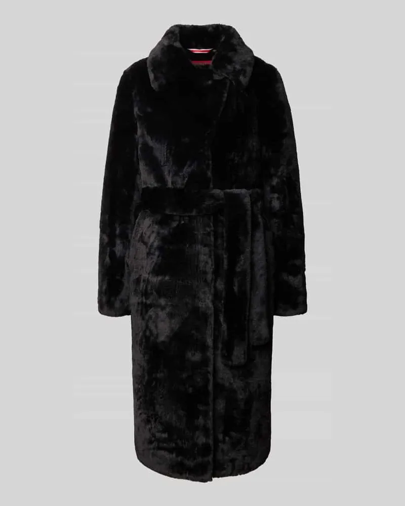 Frieda & Freddies Mantel aus Kunstfell mit Bindegürtel Modell 'MOONRIVER3 Black