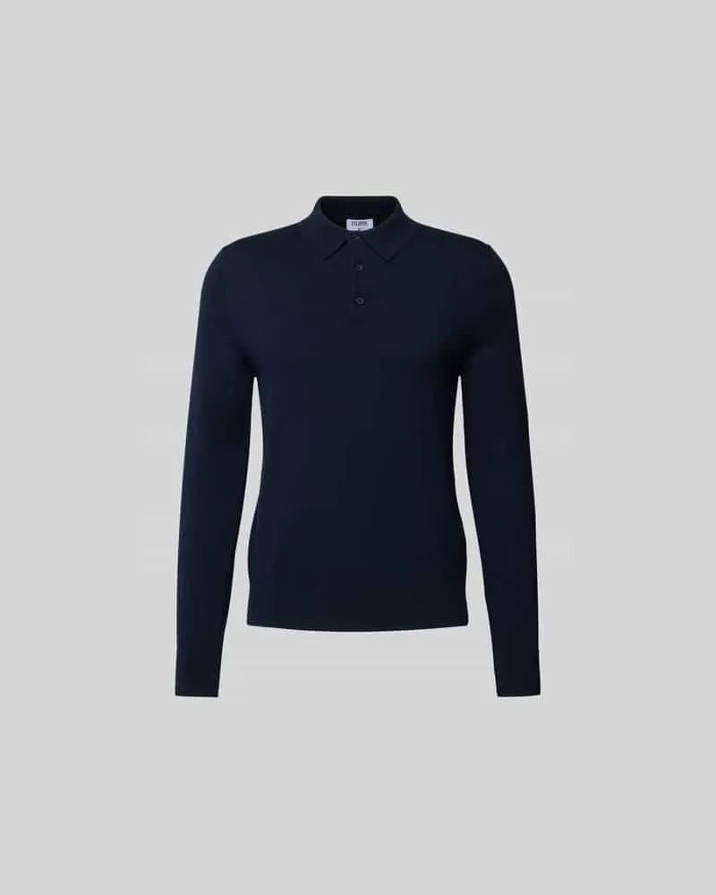 Filippa K Slim Fit Poloshirt aus Woll-Mix Dunkelblau
