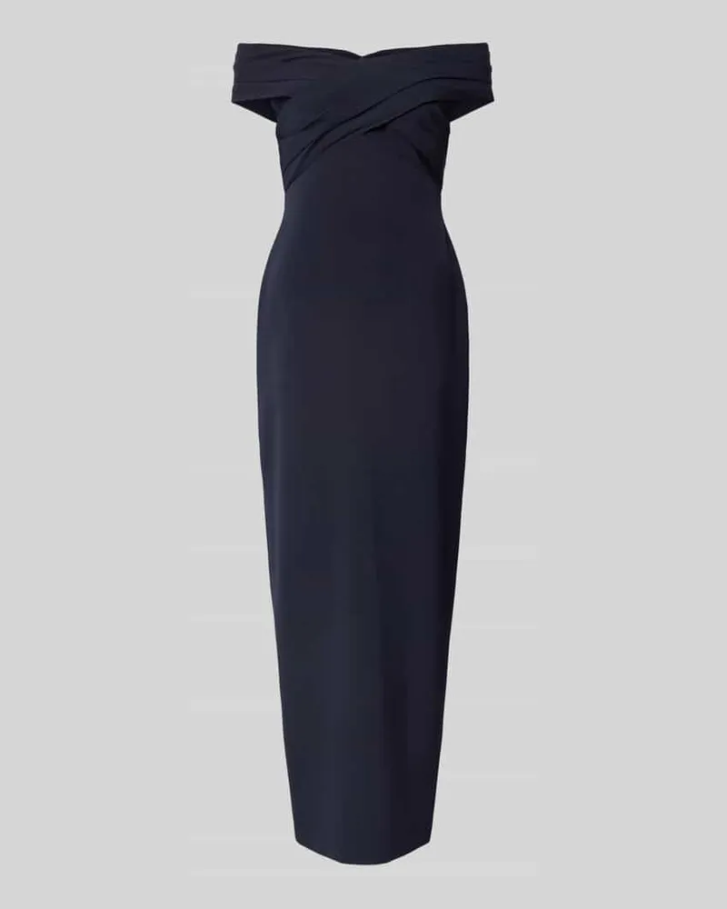 Ralph Lauren Abendkleid mit Carmen-Ausschnitt Modell 'IRENE Dunkelblau
