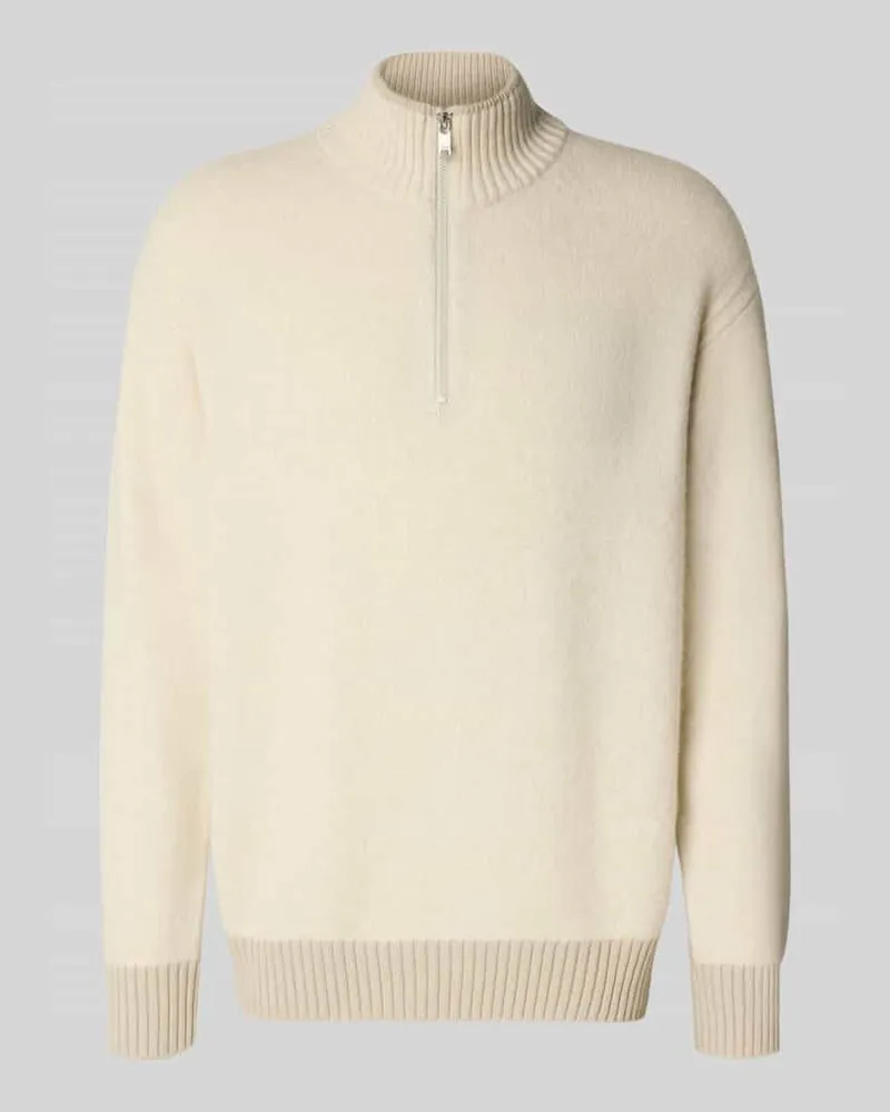 HUGO BOSS Regular Fit Troyer aus Woll-Mix mit Yak-Anteil Modell 'KOBEAR Sand