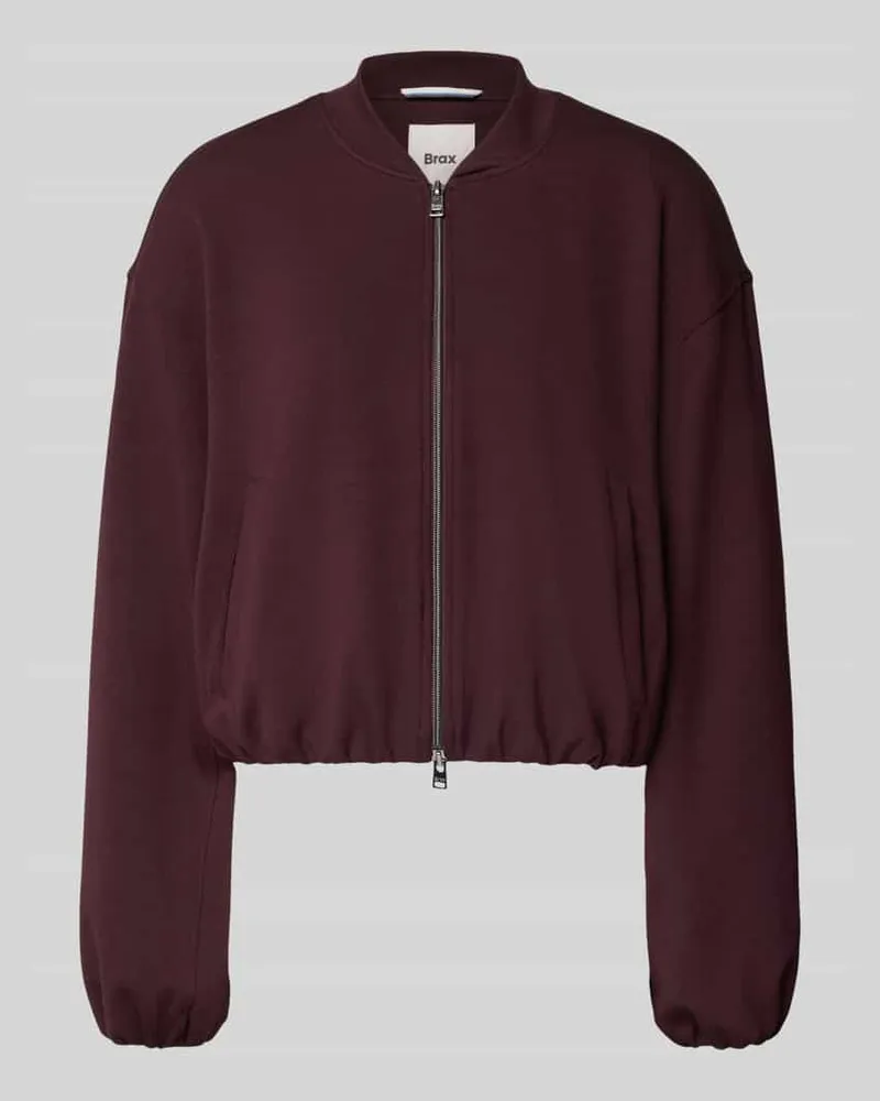 Brax Regular Fit Sweatjacke aus Viskose-Mix Bordeaux