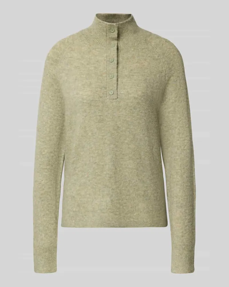 OPUS Strickpullover mit Stehkragen und Knopfleiste Modell 'Plutton Mint