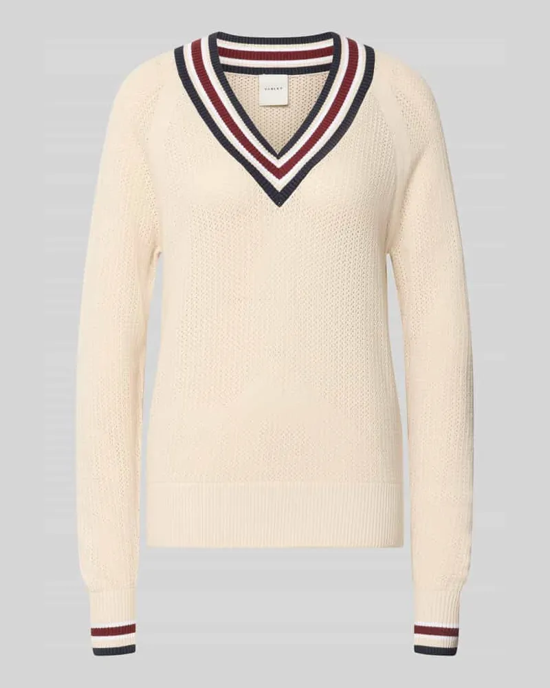 Varley Strickpullover mit V-Ausschnitt Modell 'maurice Offwhite