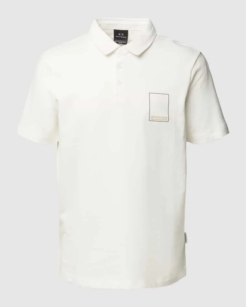 Armani Exchange Regular Fit Poloshirt mit Label-Detail Offwhite