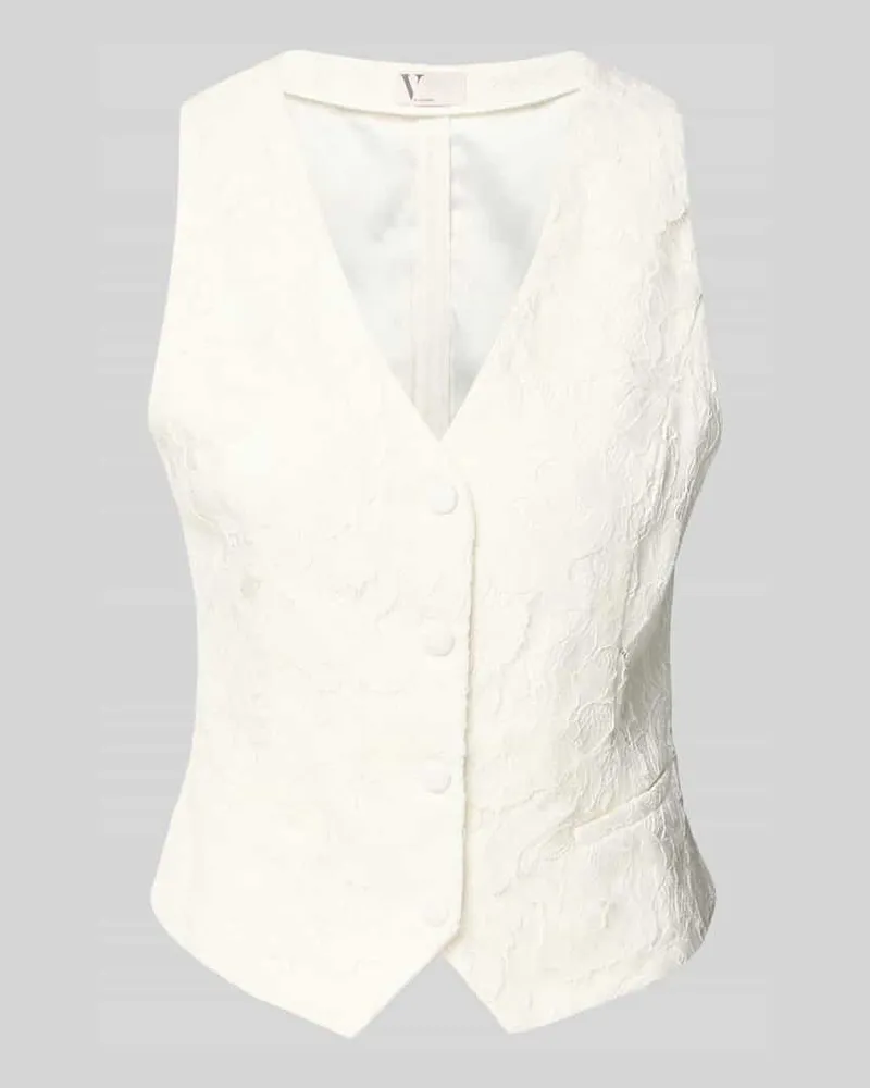 Vera Mont Regular Fit Weste mit Spitzenbesatz Weiss