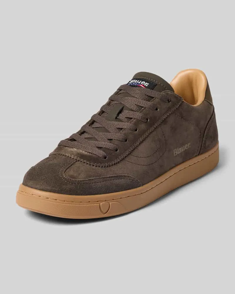Blauer Sneaker aus Leder-Mix Modell 'Lowell Dunkelbraun