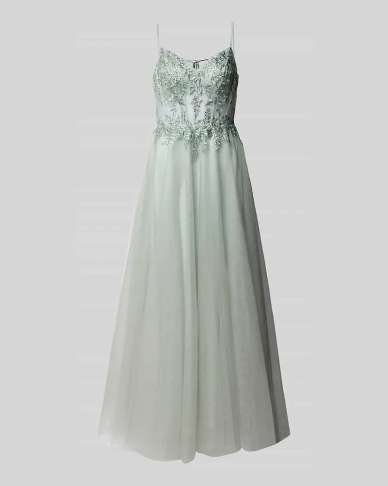 LUXUAR Abendkleid mit Ziersteinbesatz Gruen
