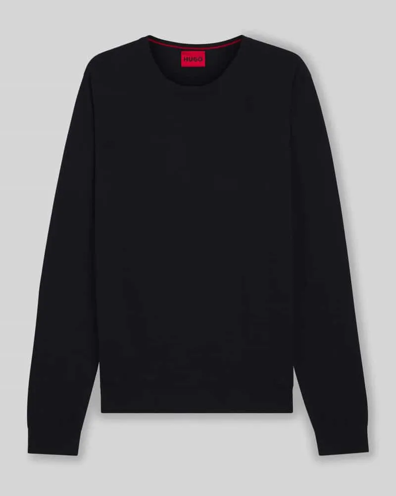 HUGO BOSS Regular Fit Strickpullover aus Merinowolle Modell 'SAN CEDRIC Marine