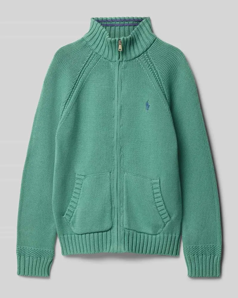 Ralph Lauren Strickjacke mit Stehkragen und Label-Stitching Gruen