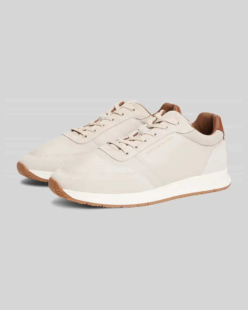Tommy Hilfiger Sneaker aus echtem Leder mit Label-Schriftzug Beige