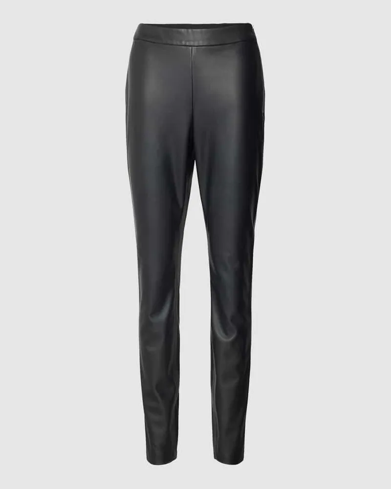 HUGO BOSS Slim Fit Hose in Leder-Optik Modell 'Taslimah Black
