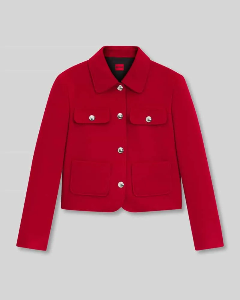 HUGO BOSS Boxy Fit Kurzblazer mit Woll-Anteil Modell 'AGESIA Rot