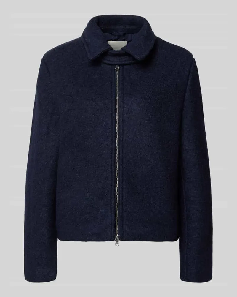 ICHI Regular Fit Wolljacke aus Woll-Mix mit Umlegekragen Marine