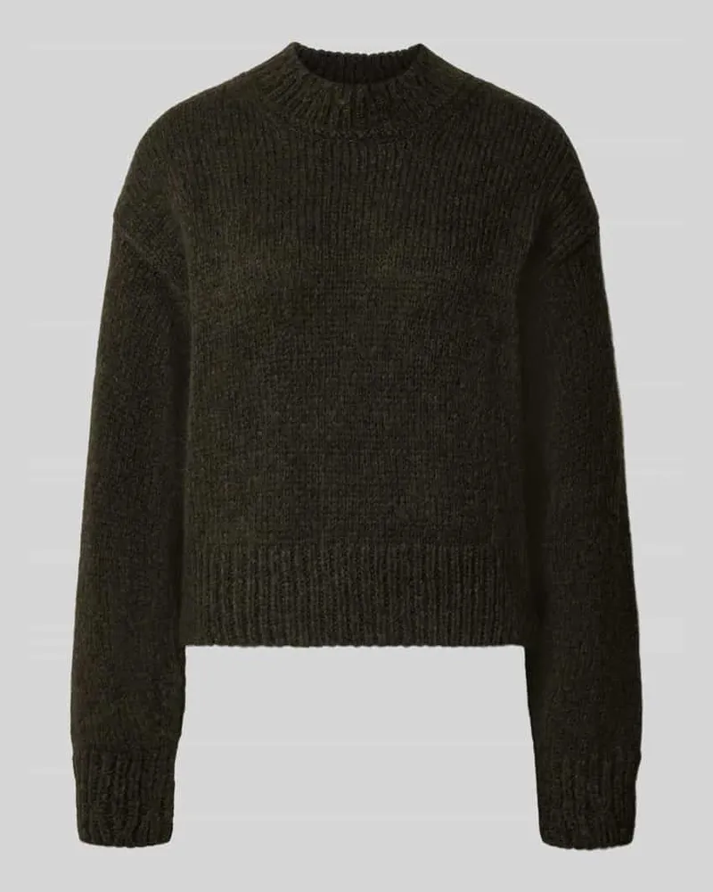 Marc Cain Relaxed Fit Strickpullover aus Lanawoll-Mix Khaki