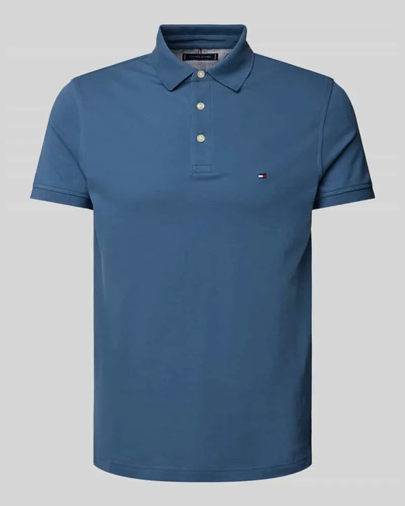 Tommy Hilfiger Slim Fit Poloshirt mit Logo-Stitching Jeansblau