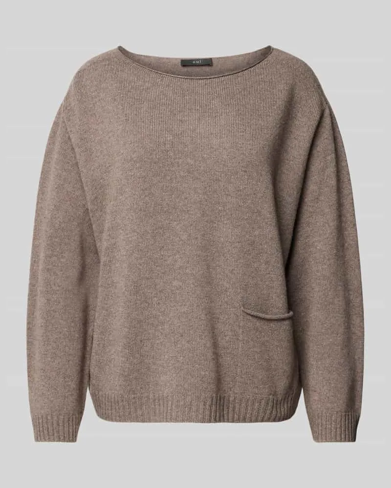 Oui  Strickpullover mit Eingrifftasche Taupe