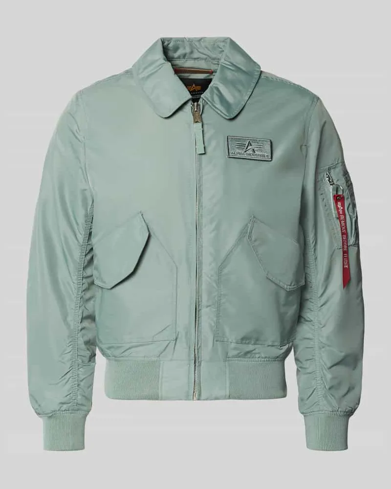 Alpha Industries Regular Fit Bomberjacke mit Logo-Patch Schilf