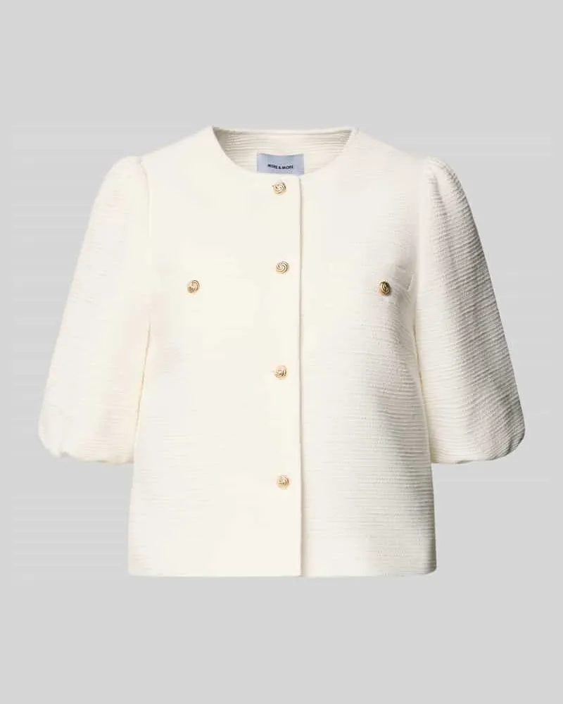 More & More Regular Fit Blazer aus Viskose-Mix mit Puffärmeln Offwhite