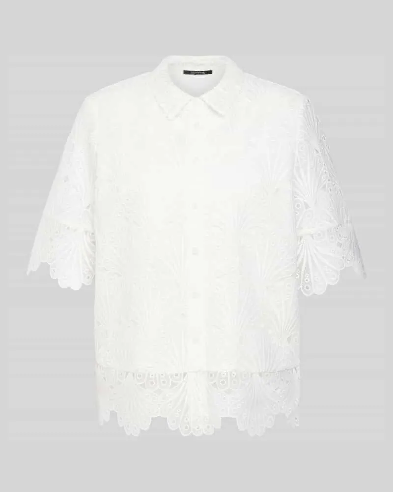 COMMA Bluse mit Spitzenbesatz Offwhite