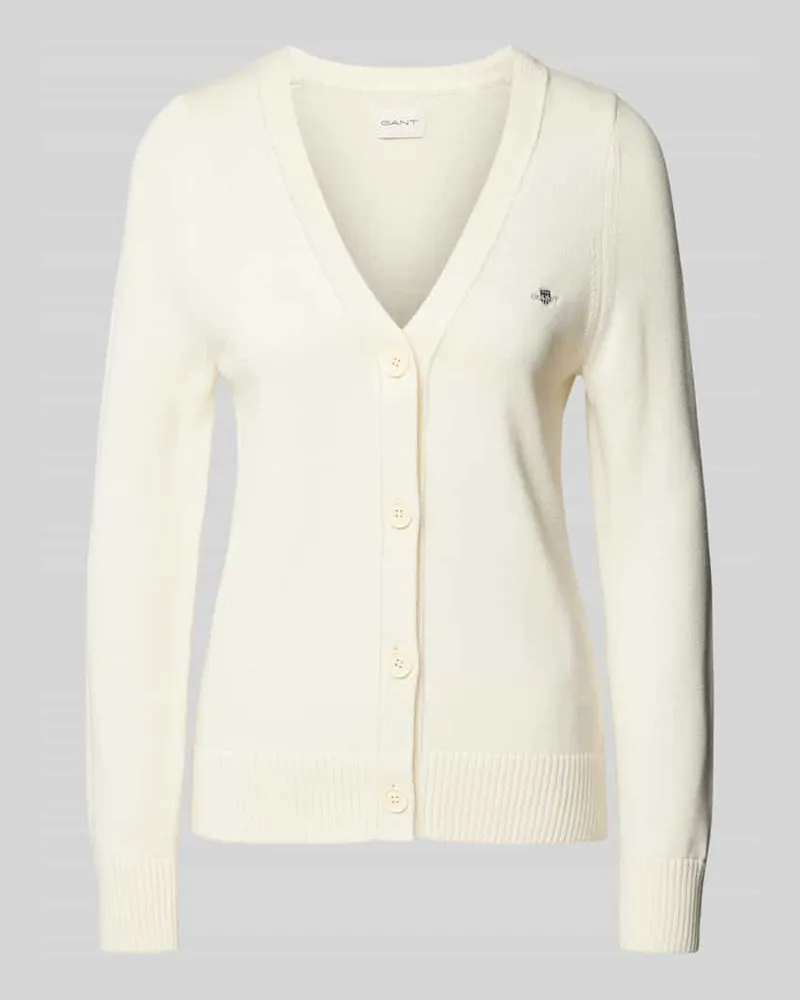 Gant Strickjacke mit Label-Stitching Offwhite