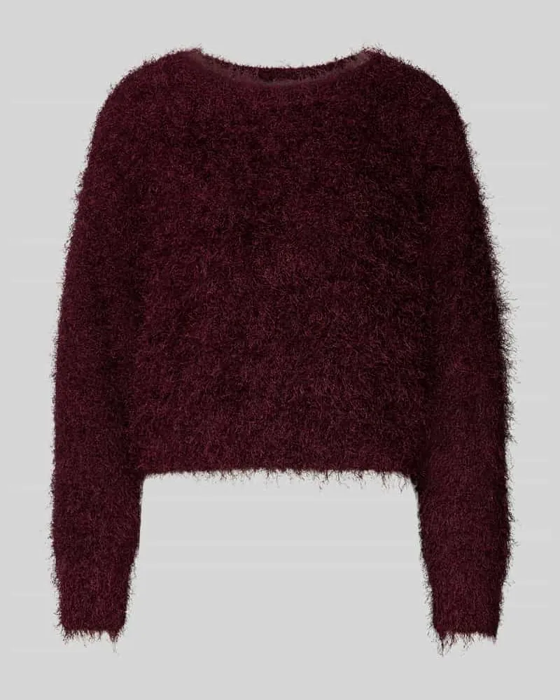 Oui  Strickpullover aus Effektgarn mit Rundhalsausschnitt Bordeaux